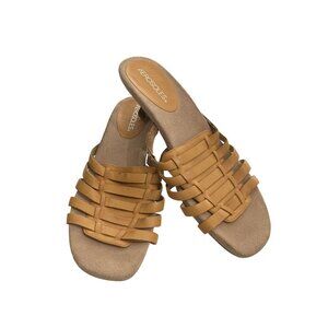 Aerosoles Round The Mend Womens Size 9M Tan Leather  Heeled Sandals shoes